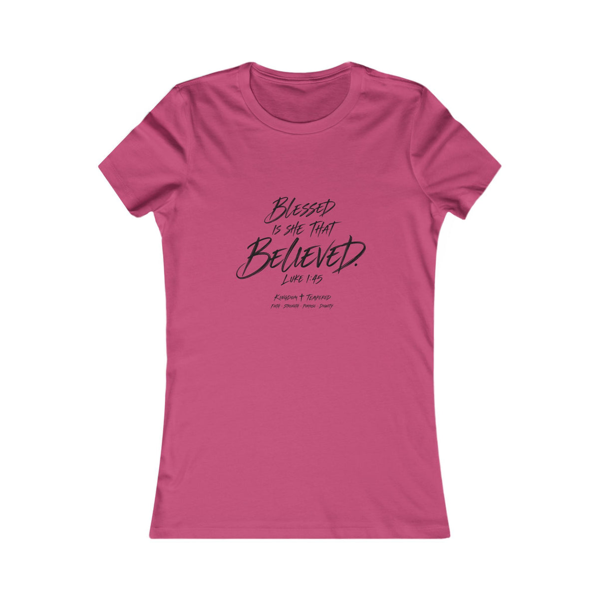 Blessed Is She That Believed Women’s Tee — Faith-Based Inspirational Shirt (Luke 1:45)