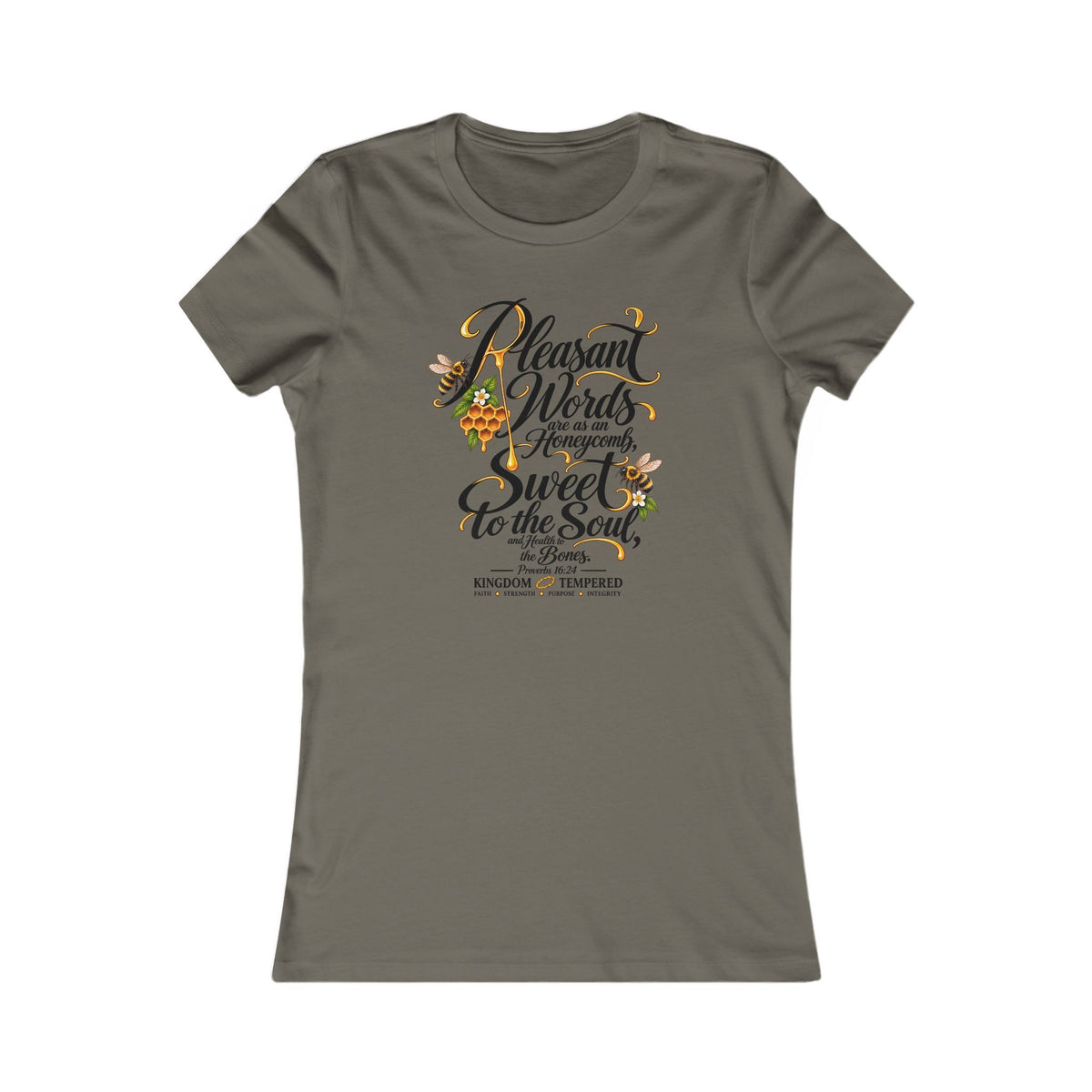 Inspirational Floral Quote Tee — "Pleasant Words Are Sweet to the Soul"Black Lettering