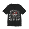 Jesus Saves Graphic Tee — Gothic Jesus Face Typography T-Shirt