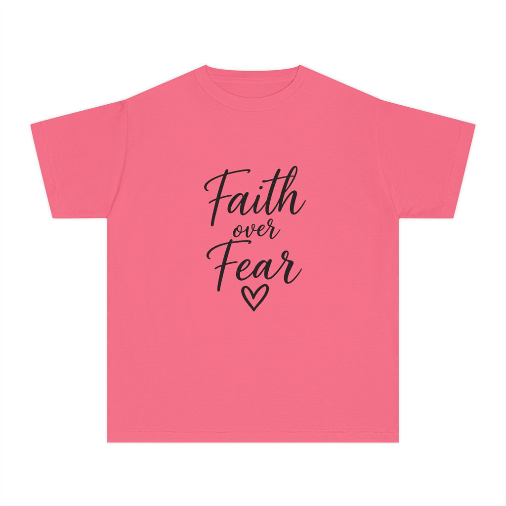 Faith Over Fear Youth Tee Black Lettering — 'Be not afraid, only believe' Inspirational Christian Shirt