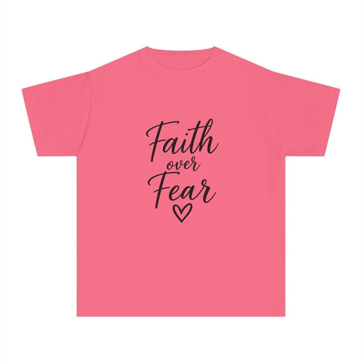 Faith Over Fear Youth Tee Black Lettering — 'Be not afraid, only believe' Inspirational Christian Shirt