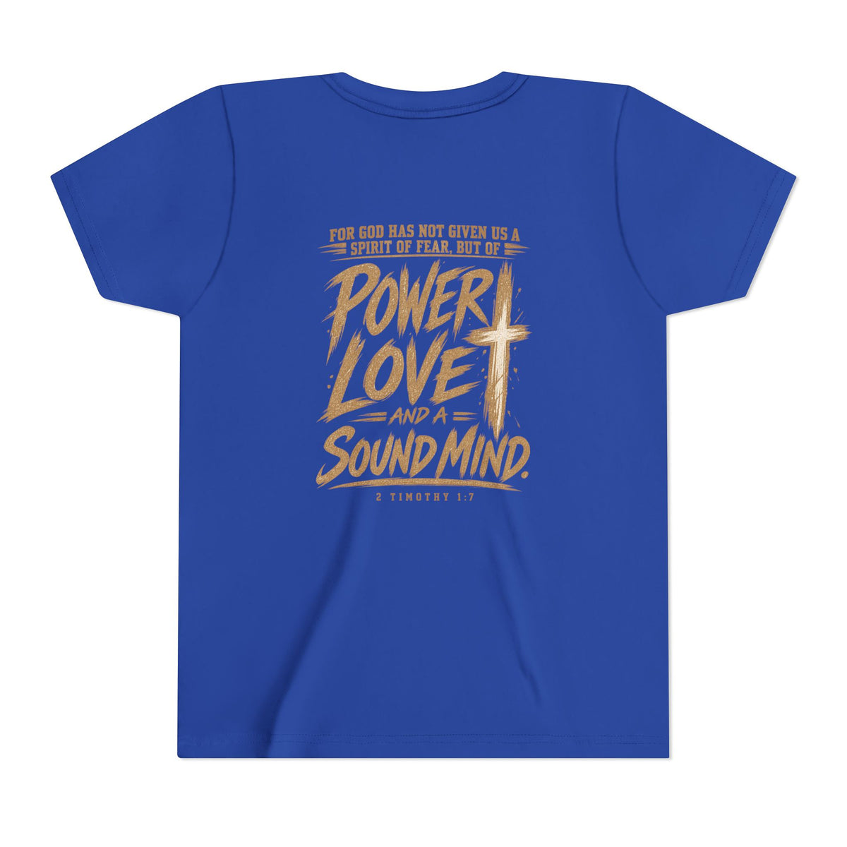 Youth Tee — “Power, Love, Sound Mind” Christian Graphic Tee