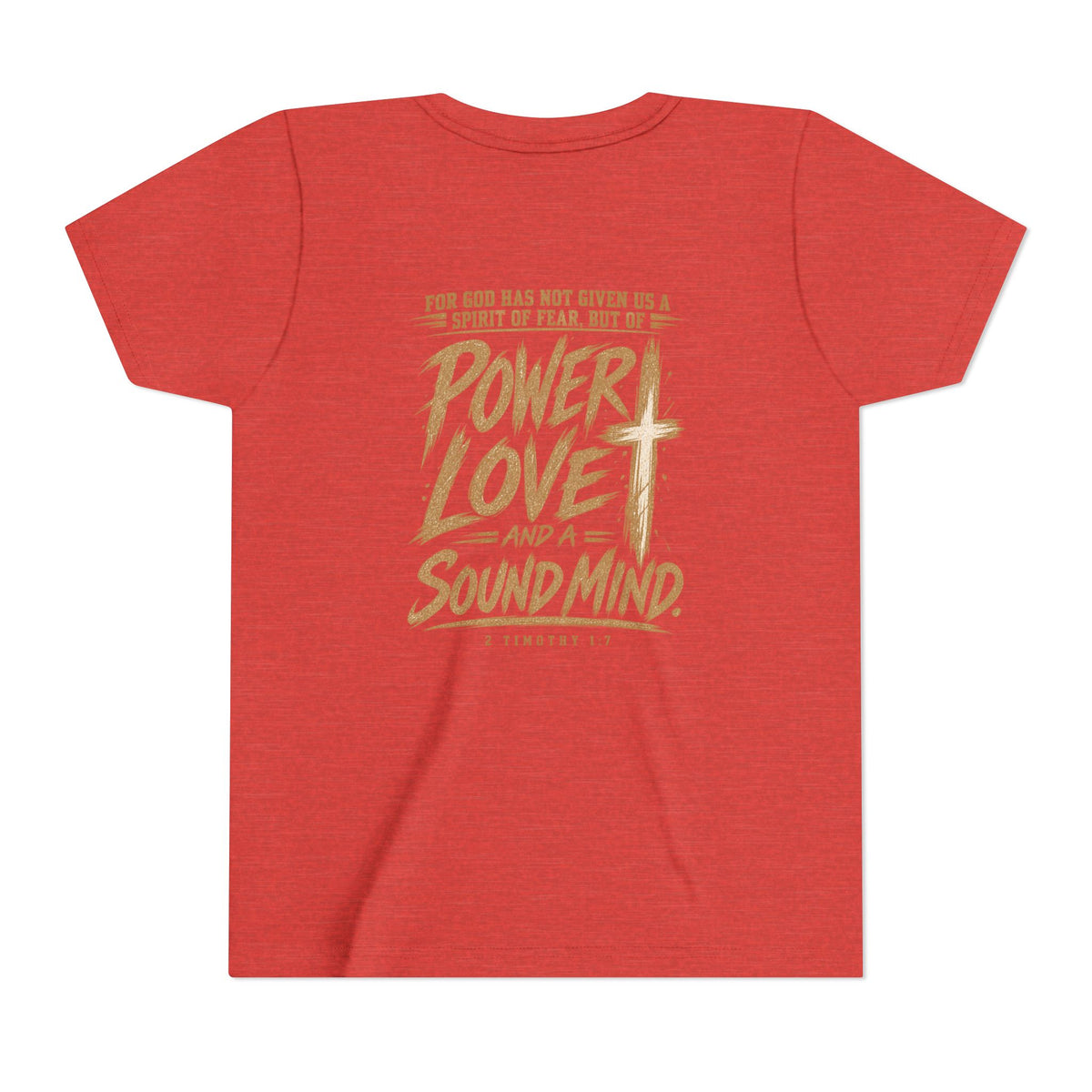 Youth Tee — “Power, Love, Sound Mind” Christian Graphic Tee
