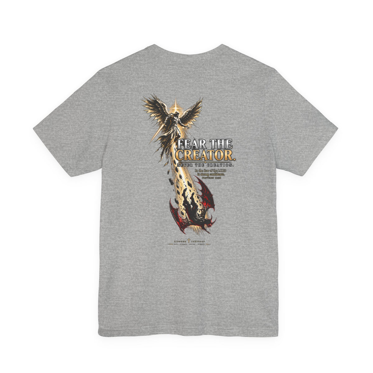 Fear the Creator Graphic Tee — Christian Cross & Winged Design