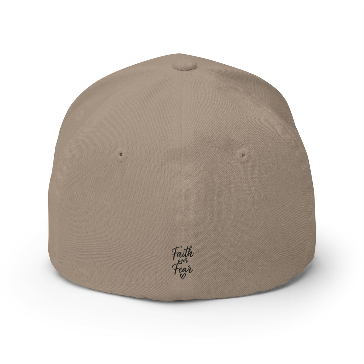 Embroidered Faith Cross Cap — 'Faith Over Fear' Closed-Back Baseball Hat