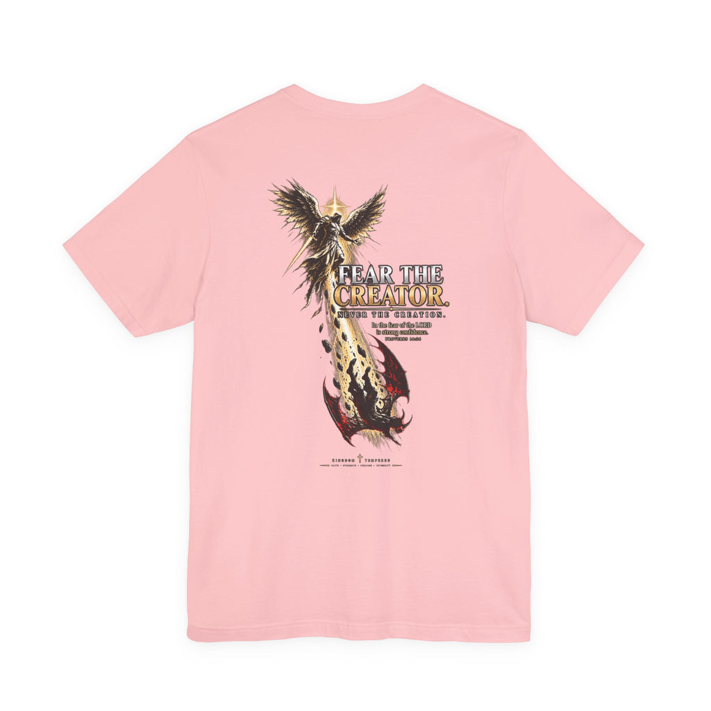 Fear the Creator Graphic Tee — Christian Cross & Winged Design
