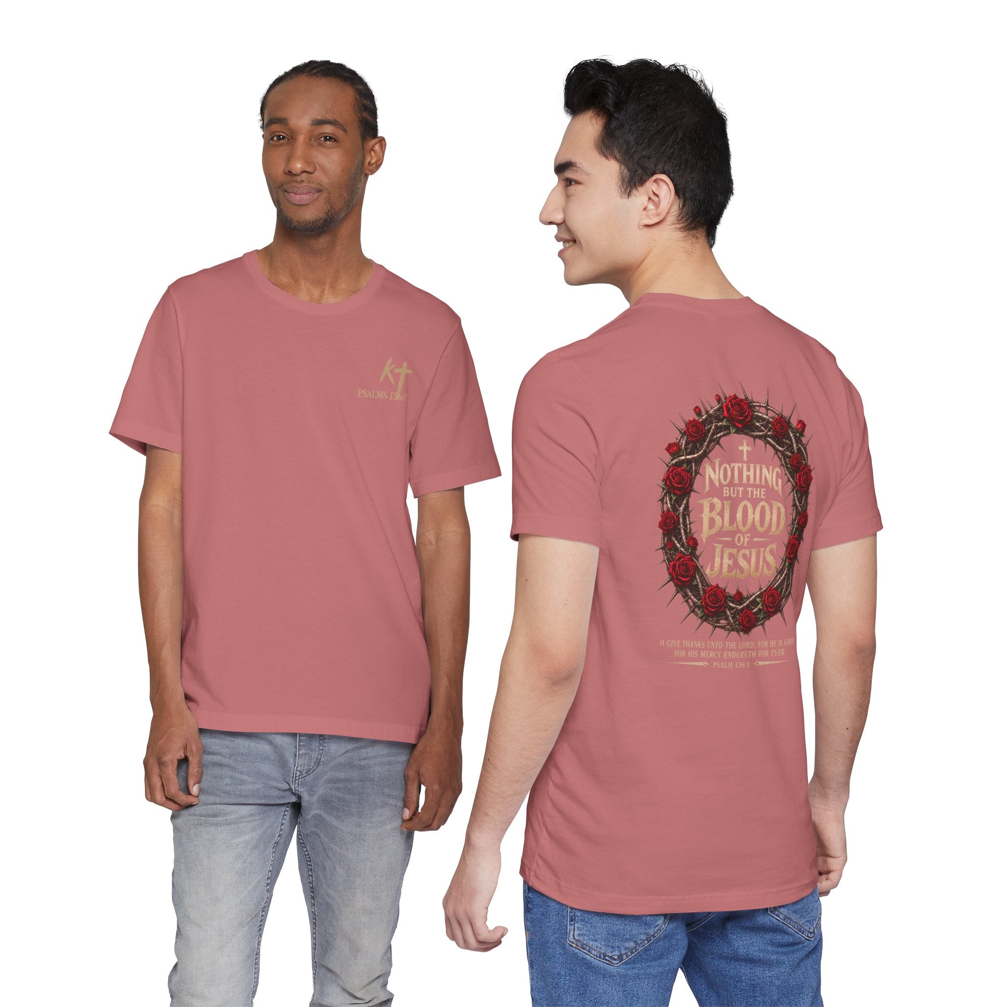 Nothing But the Blood of Jesus Tee — Christian Faith T‑Shirt with Crown of Thorns & Roses