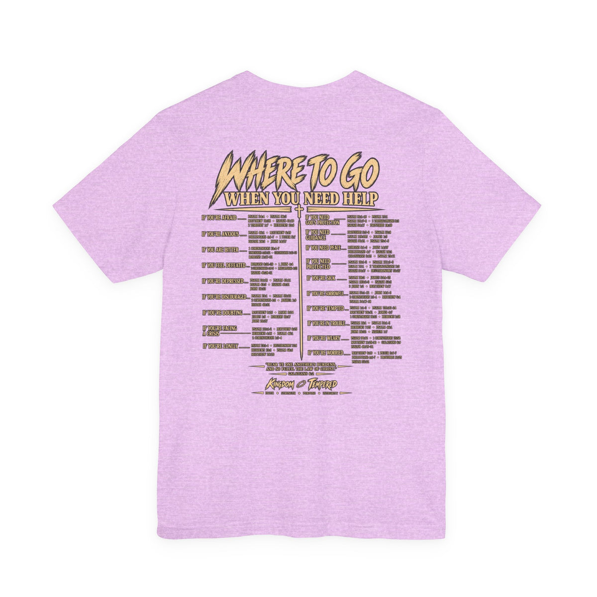 Where to Go When You Need Help Tee — Resource Guide Back Print T-Shirt