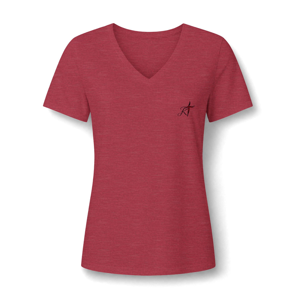 Women's V-Neck Tee - Minimal Archer Logo Chest Shirt