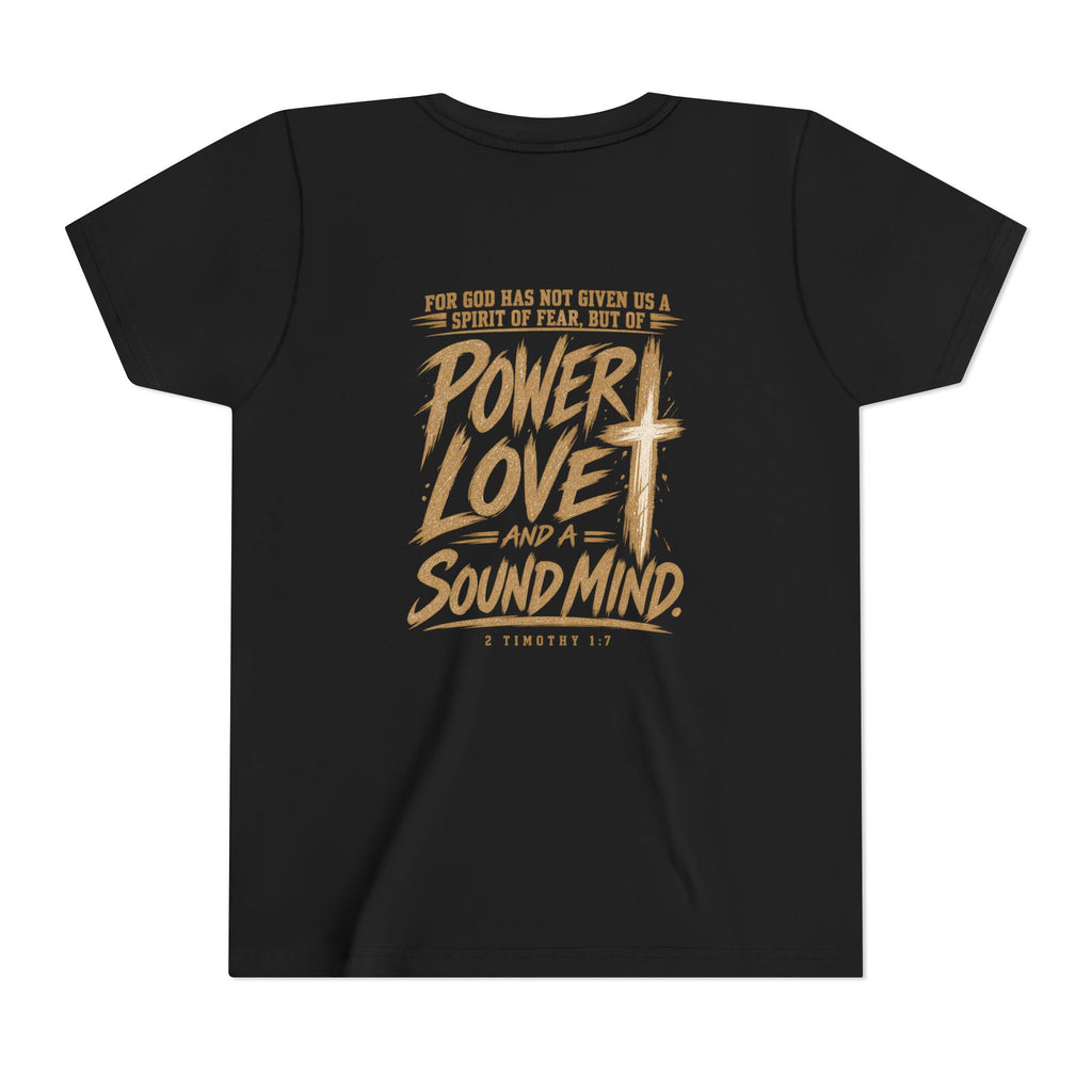 Youth Tee — “Power, Love, Sound Mind” Christian Graphic Tee
