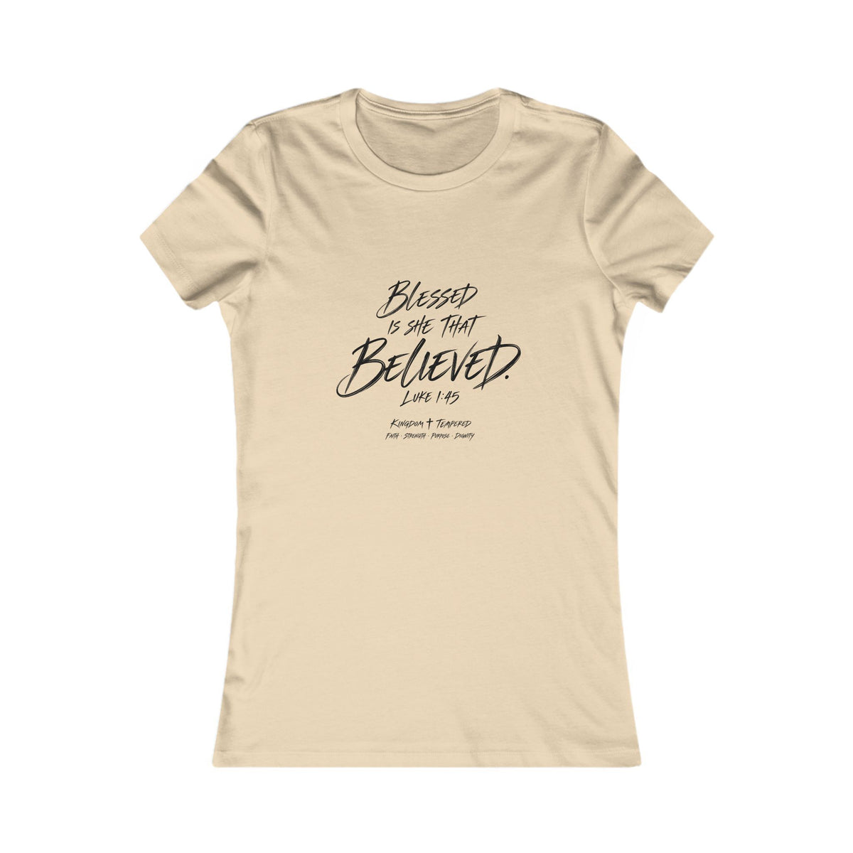 Blessed Is She That Believed Women’s Tee — Faith-Based Inspirational Shirt (Luke 1:45)