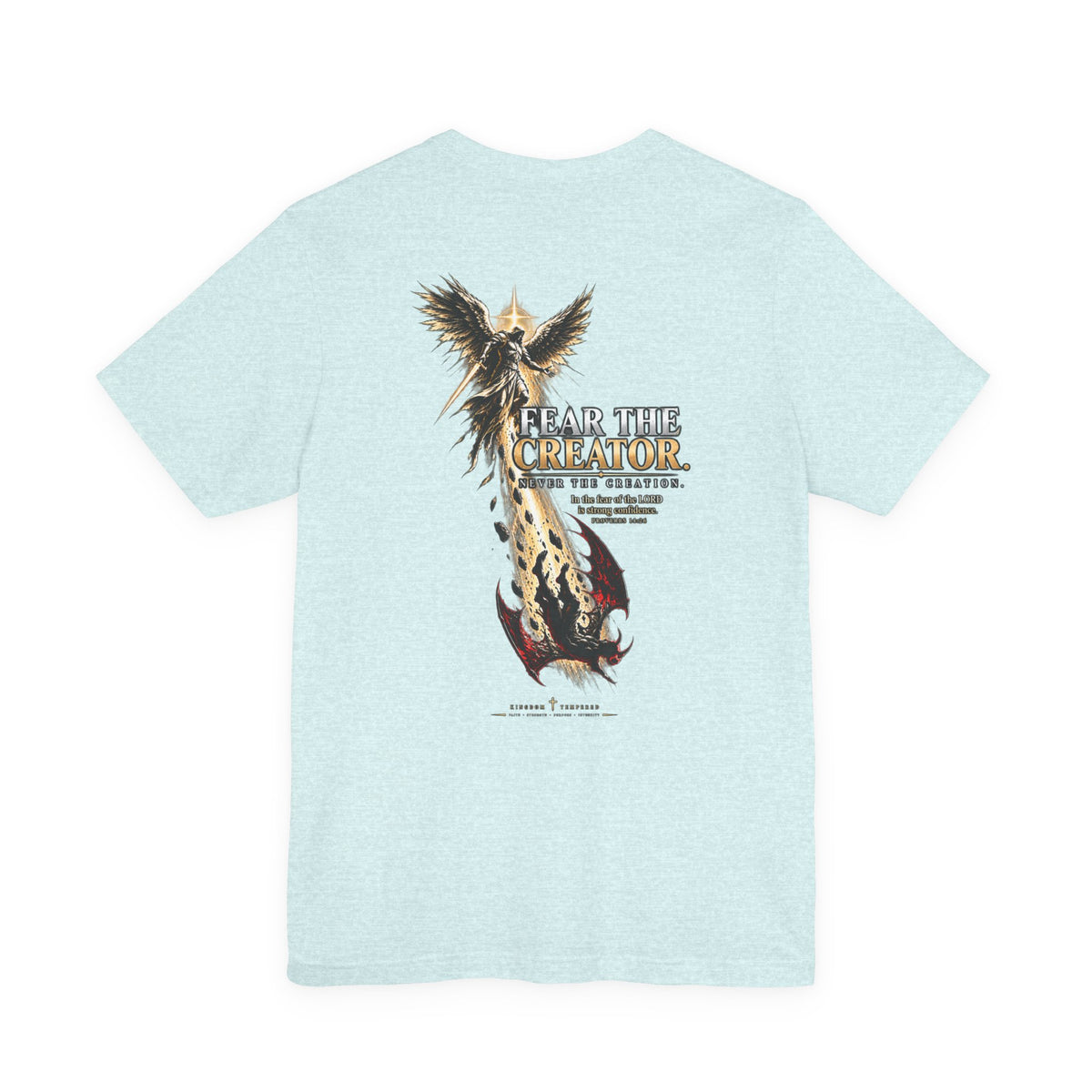 Fear the Creator Graphic Tee — Christian Cross & Winged Design