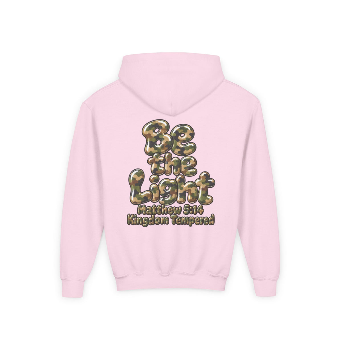 Youth Hoodie — "Be the Light" Inspirational Christian Graphic