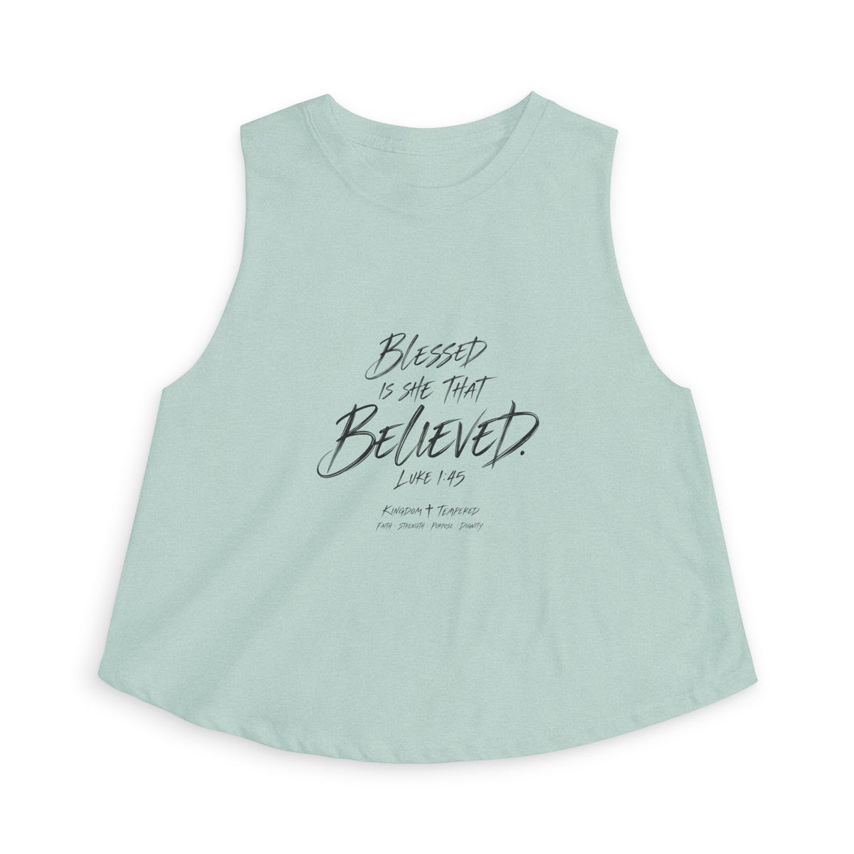 Blessed Is She That Believed Women’s Crop Top — Scripture Faith Tank