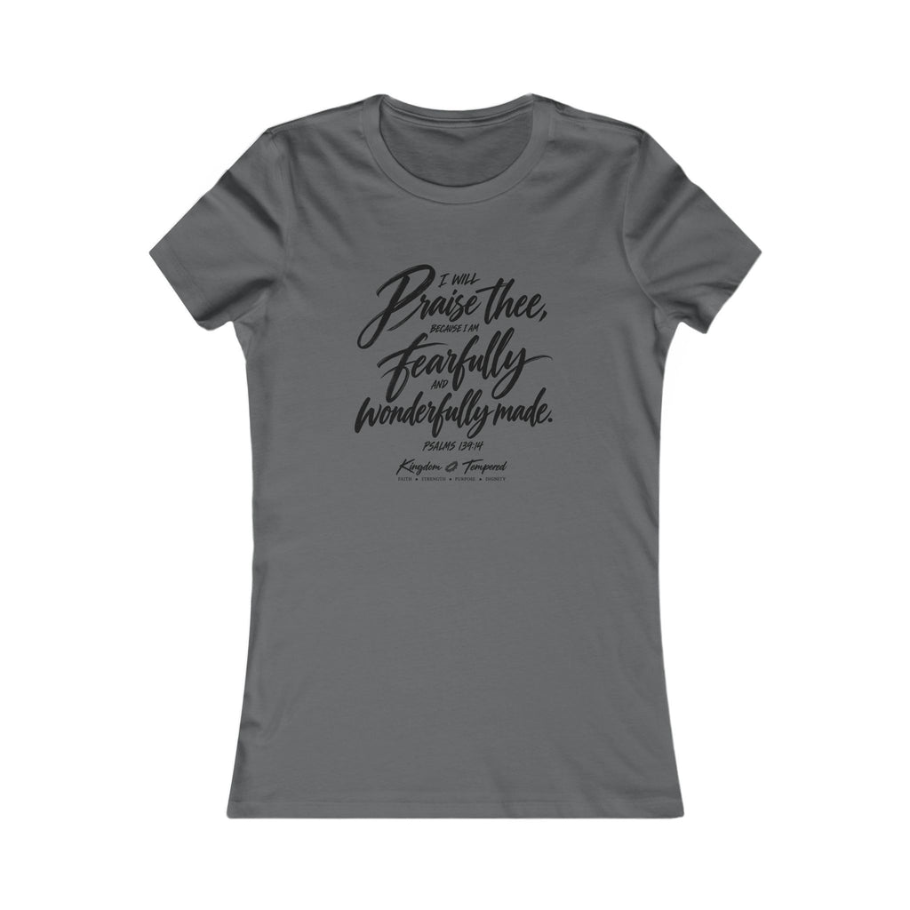 Women's Tee — "I Will Praise Thee, For I Am Fearfully and Wonderfully Made" Scripture Shirt