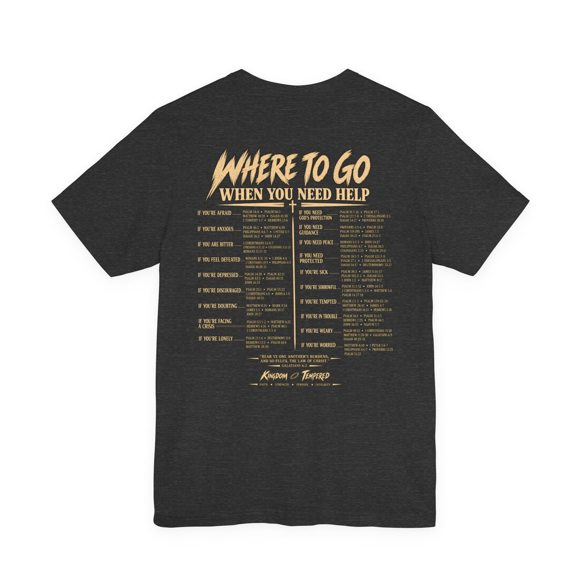Where to Go When You Need Help Tee — Resource Guide Back Print T-Shirt