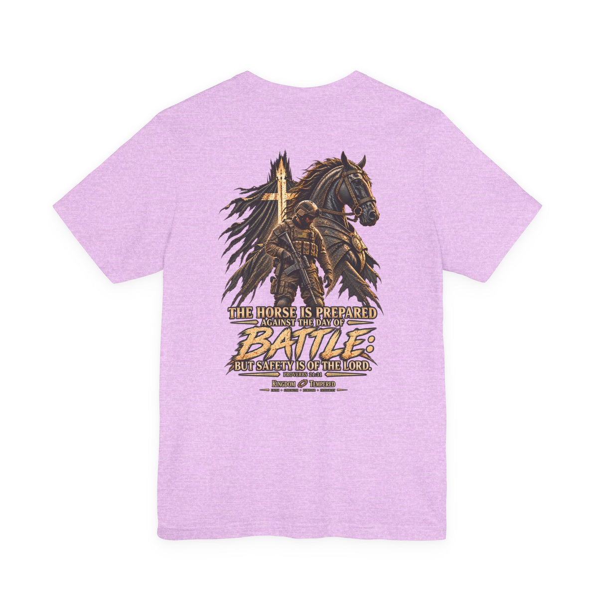 Battle-Ready Knight T-Shirt — 'The Horse Is Prepared for Battle' Christian Warrior Tee