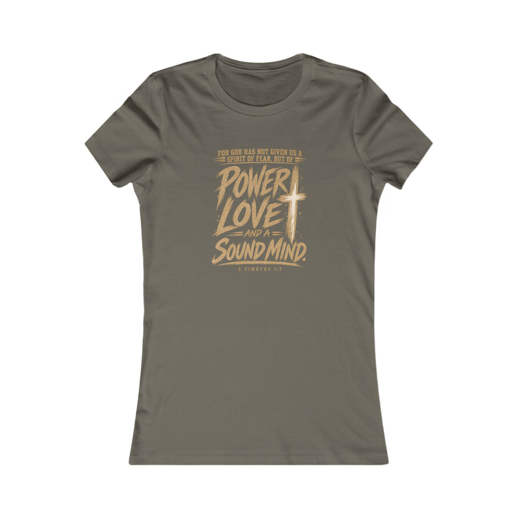 Women's Graphic Tee — "Power, Love, and a Sound Mind" Inspirational Bible Verse Shirt