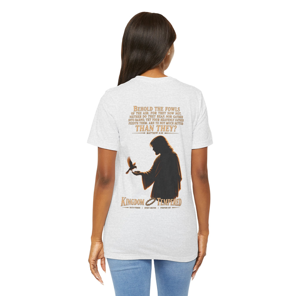 Kingdom & Tempted Christian Tee — Matthew 6:26 Inspirational T‑Shirt