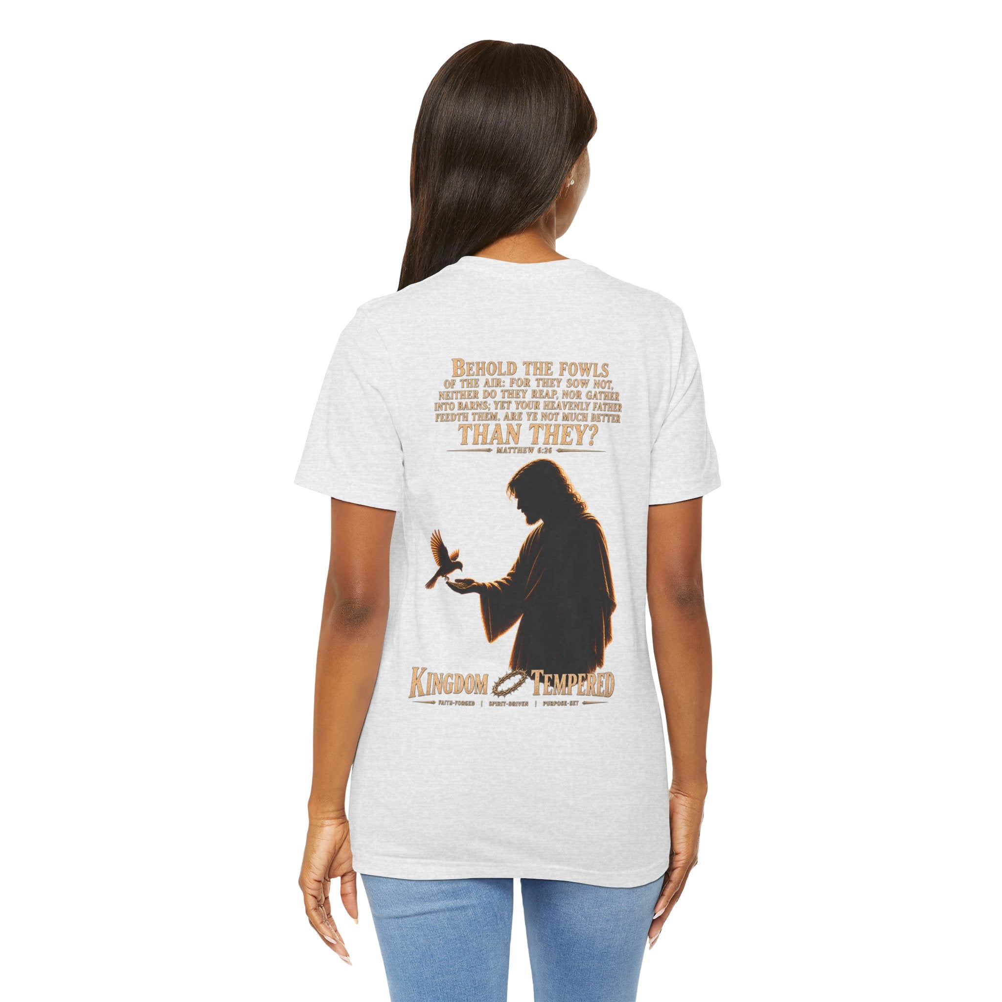 Kingdom & Tempted Christian Tee — Matthew 6:26 Inspirational T‑Shirt