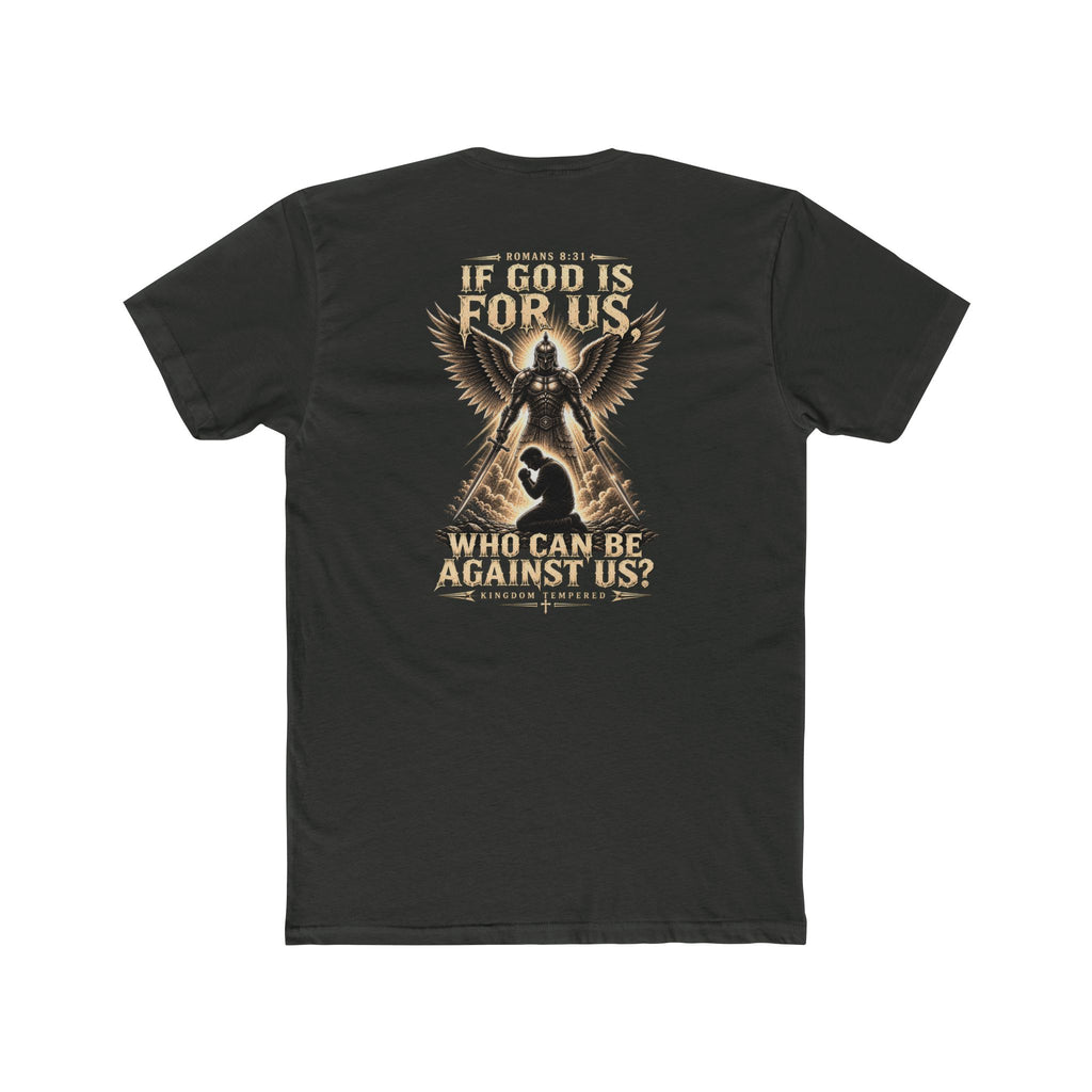 Christian Faith Tee — "If God Is For Us" Angel & Prayer Graphic T-Shirt