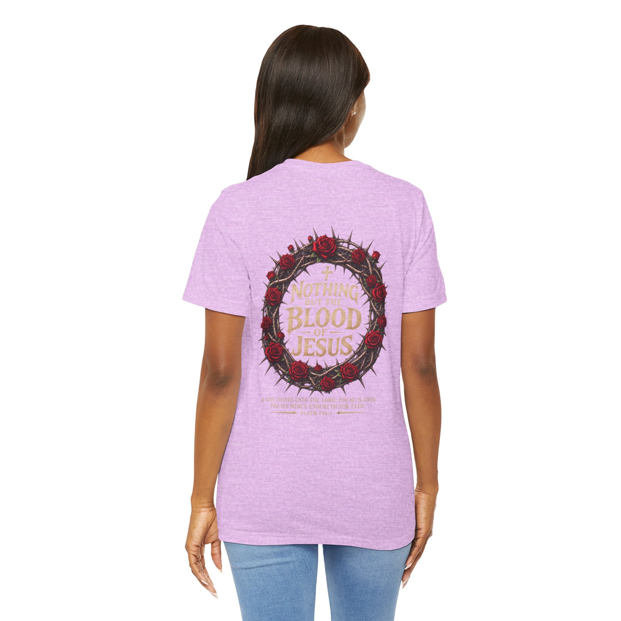 Nothing But the Blood of Jesus Tee — Christian Faith T‑Shirt with Crown of Thorns & Roses