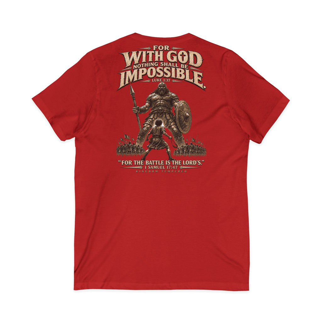 With God All Things Are Possible V-Neck T-Shirt — Christian Faith Inspirational Tee