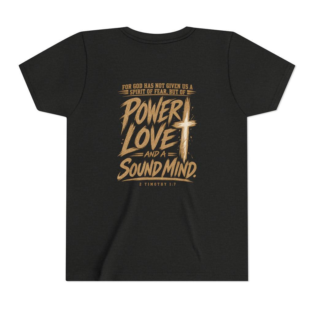 Youth Tee — “Power, Love, Sound Mind” Christian Graphic Tee
