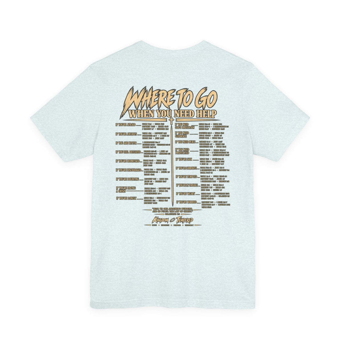 Where to Go When You Need Help Tee — Resource Guide Back Print T-Shirt