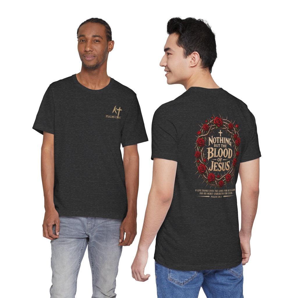Nothing But the Blood of Jesus Tee — Christian Faith T‑Shirt with Crown of Thorns & Roses