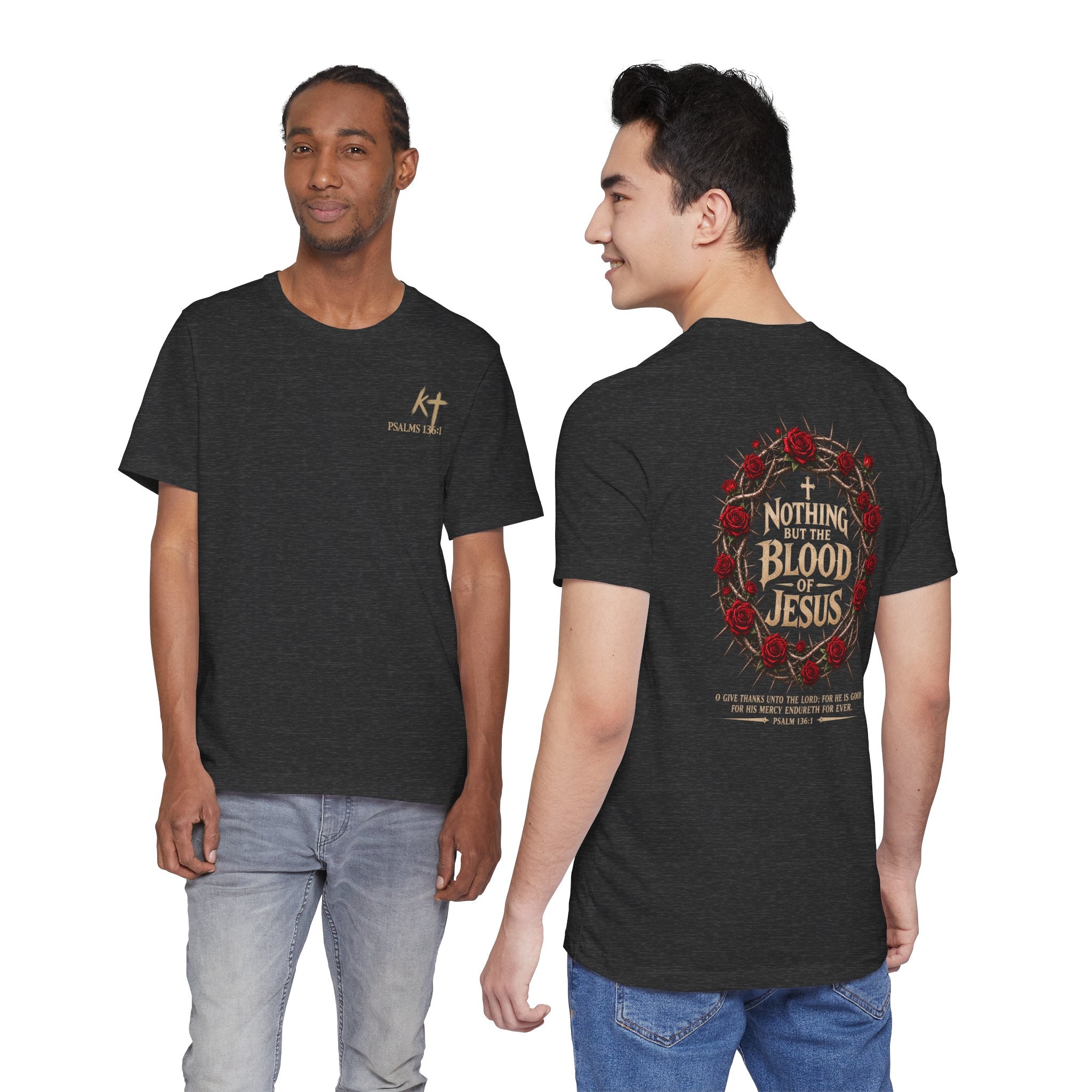 Nothing But the Blood of Jesus Tee — Christian Faith T‑Shirt with Crown of Thorns & Roses