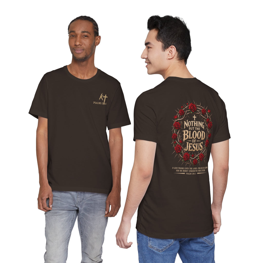 Nothing But the Blood of Jesus Tee — Christian Faith T‑Shirt with Crown of Thorns & Roses