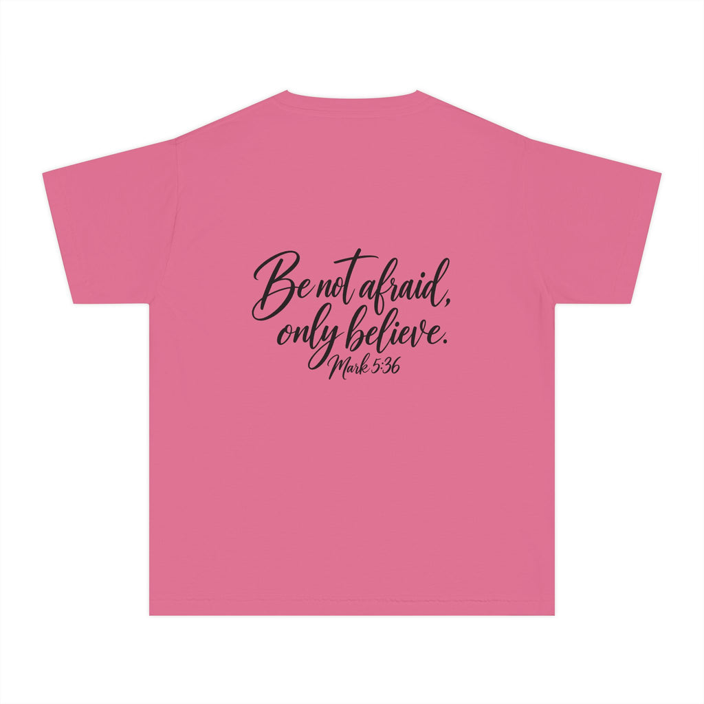 Faith Over Fear Youth Tee Black Lettering — 'Be not afraid, only believe' Inspirational Christian Shirt