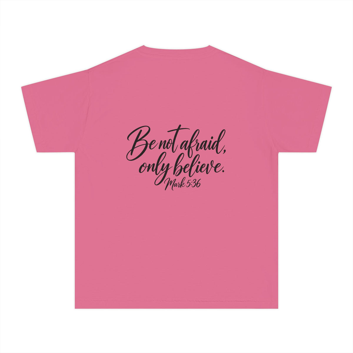 Faith Over Fear Youth Tee Black Lettering — 'Be not afraid, only believe' Inspirational Christian Shirt